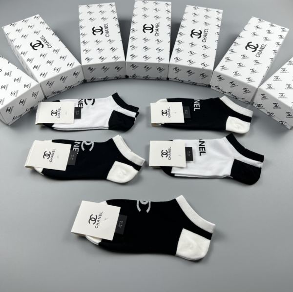 réplica,joyas,joyería,1:1,replica,fake,lujo,barato calcetines Chonel de última moda (5 pares por caja)