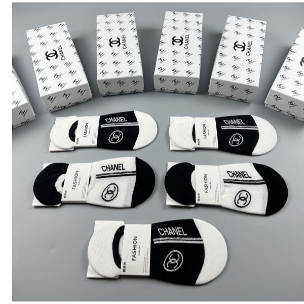 réplica,joyas,joyería,1:1,replica,fake,lujo,barato calcetines Chonel de última moda (5 pares por caja)