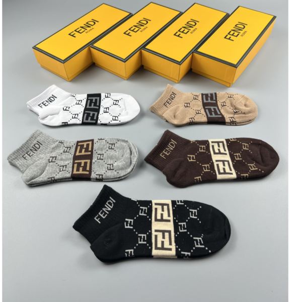 réplica,joyas,joyería,1:1,replica,fake,lujo,barato Calcetines de última moda de contador Fendi (5 pares por caja)