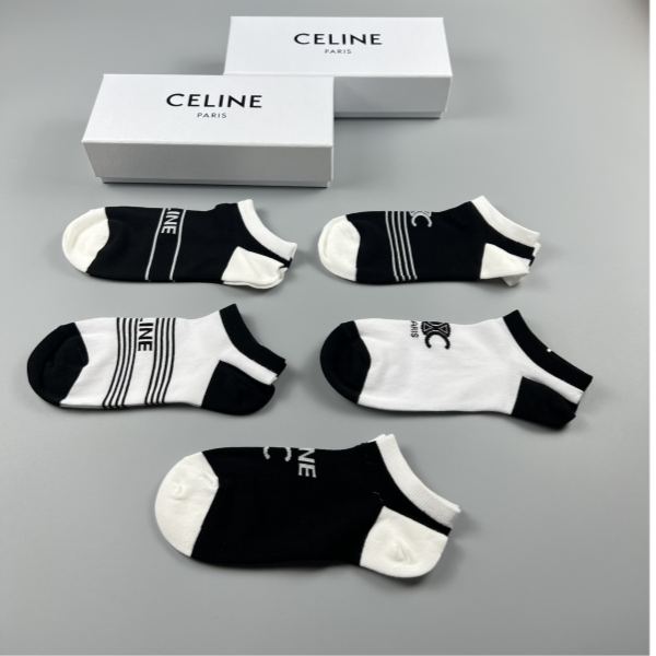 réplica,joyas,joyería,1:1,replica,fake,lujo,barato Los últimos calcetines de moda de Celine (5 pares por caja)