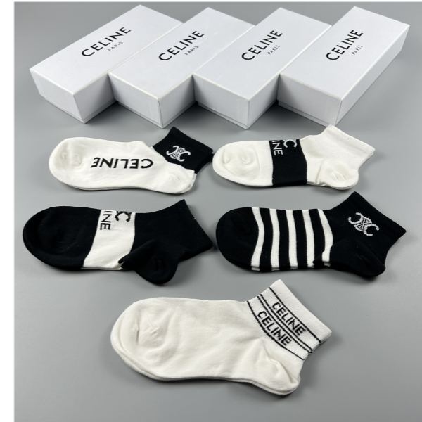 réplica,joyas,joyería,1:1,replica,fake,lujo,barato Los últimos calcetines de moda de Celine (3 pares por caja)