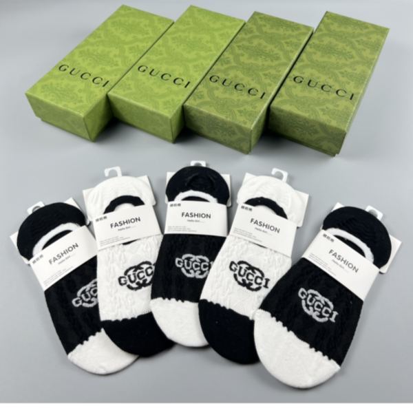 réplica,joyas,joyería,1:1,replica,fake,lujo,barato calcetines de última moda (5 pares por caja) de los mostradores de Gucci