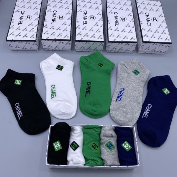 réplica,joyas,joyería,1:1,replica,fake,lujo,barato calcetines Chonel de última moda (5 pares por caja)