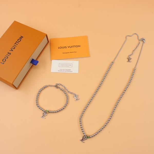 réplica,joyas,joyería,1:1,replica,fake,lujo,barato Louis Vuitton New Silver Bead Alfabeto Colgante Collar