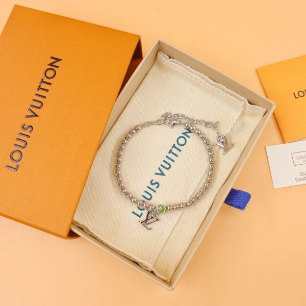 réplica,joyas,joyería,1:1,replica,fake,lujo,barato Louis Vuitton New Silver Bead Alphabet Charm Bracelet