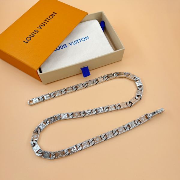 réplica,joyas,joyería,1:1,replica,fake,lujo,barato Pulsera de mosaico con placa de identificación Louis Vuitton/19cm*21cm