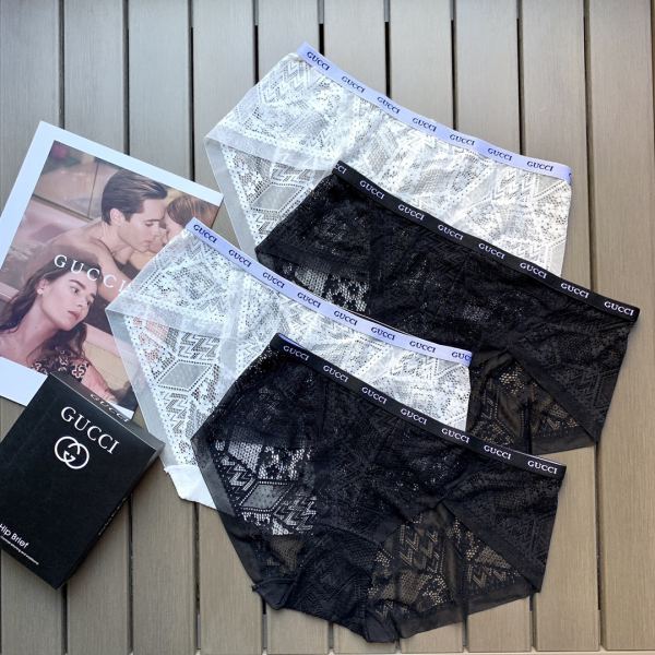 réplica,joyas,joyería,1:1,replica,fake,lujo,barato 【3pcs】Bragas de mujer de encaje de malla de nailon con nuevo estampado Gucci