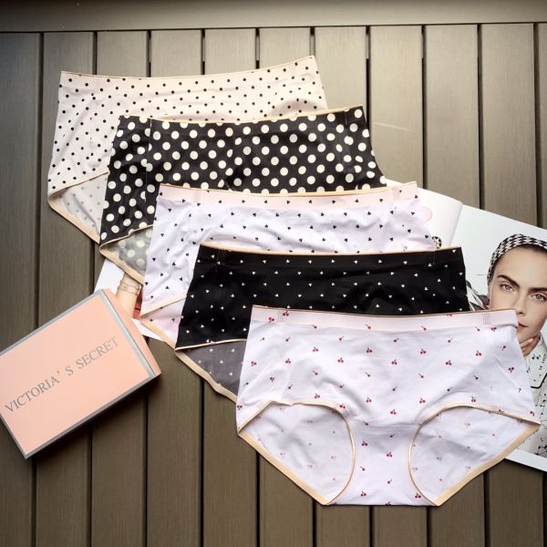 réplica,joyas,joyería,1:1,replica,fake,lujo,barato 【6pcs】Victoria’s Secret New Fashion Starry Plaid Color Sólido Bragas sin costuras de cintura media para mujer