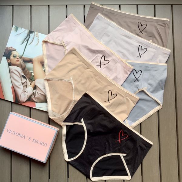 réplica,joyas,joyería,1:1,replica,fake,lujo,barato 【6 piezas】 Ropa interior sin costuras de cintura media para mujer con estampado de corazón de moda de Victoria’s Secret