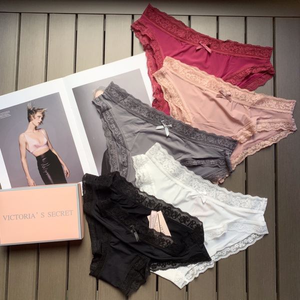 réplica,joyas,joyería,1:1,replica,fake,lujo,barato 【5pcs】Bragas de encaje de cintura baja de seda de hielo de Victoria’s Secret