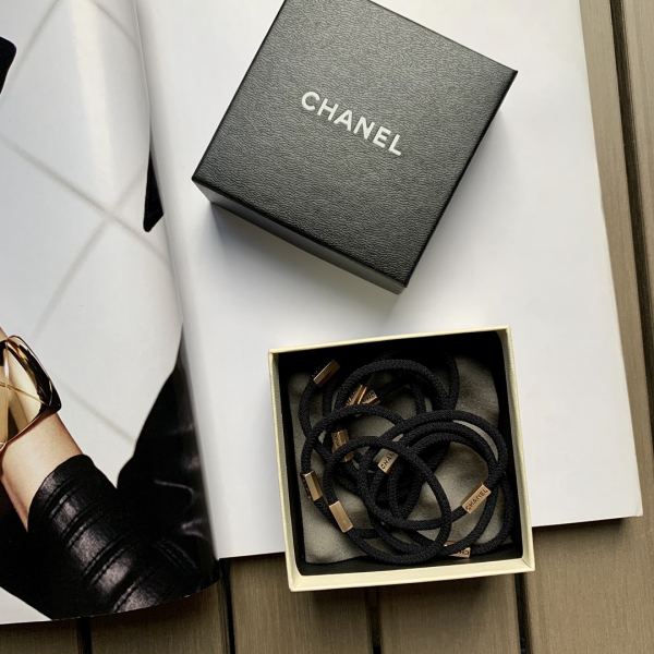 réplica,joyas,joyería,1:1,replica,fake,lujo,barato 【10 piezas】 Chonel nuevo metal estándar clásico negro alto elástico duradero cuerda para el cabello