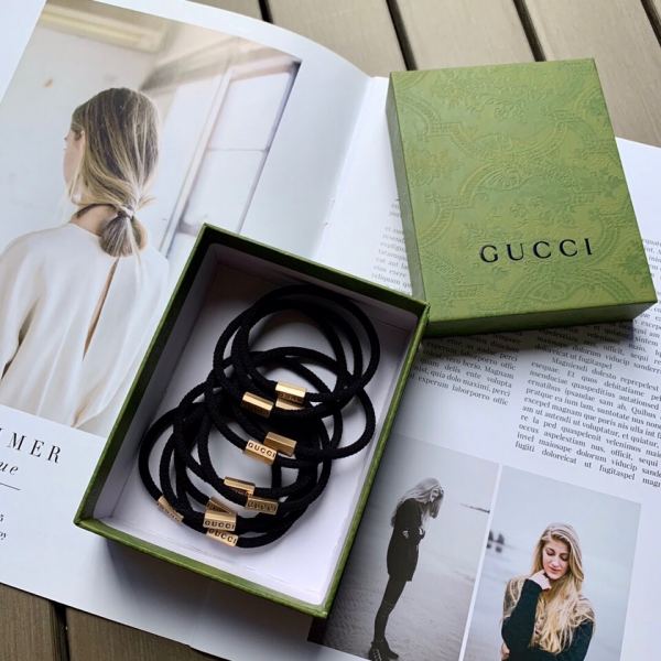 réplica,joyas,joyería,1:1,replica,fake,lujo,barato 【10 piezas】 Gucci nuevo metal estándar clásico negro alto elástico duradero cuerda para el cabello