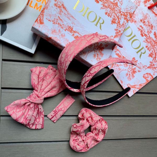 réplica,joyas,joyería,1:1,replica,fake,lujo,barato 【1 juego】Dior Vintage Print Pink Canvas Accesorios para el cabello de mediana edad vintage