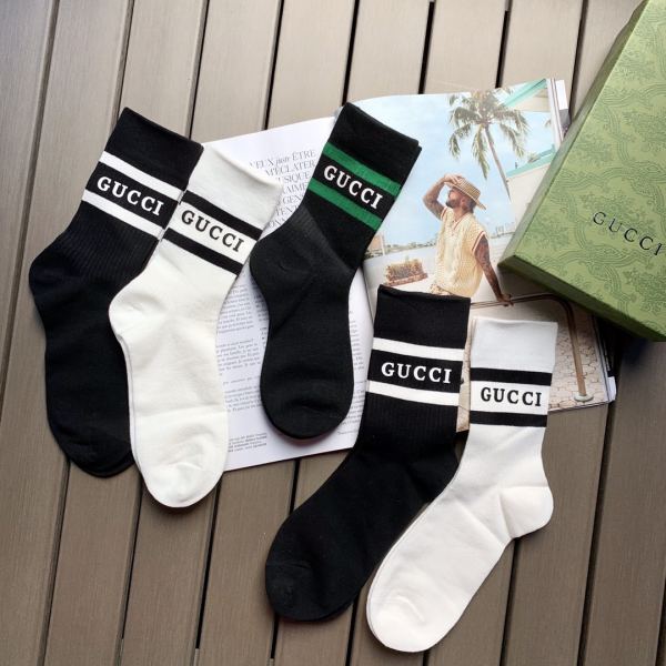 réplica,joyas,joyería,1:1,replica,fake,lujo,barato 5 pares de calcetines de tubo medio de algodón de estilo casual deportivo de Gucci