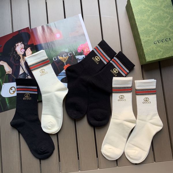 réplica,joyas,joyería,1:1,replica,fake,lujo,barato 6 pares de calcetines de tubo medio de algodón de estilo deportivo informal de alta calidad de Gucci