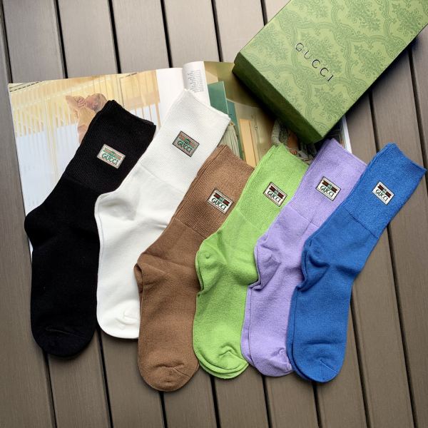 réplica,joyas,joyería,1:1,replica,fake,lujo,barato 6 pares de nuevos calcetines de algodón mercerizado de Gucci