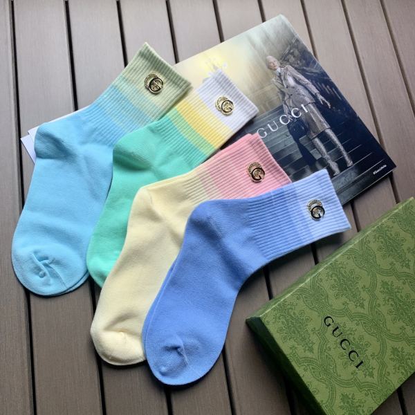 réplica,joyas,joyería,1:1,replica,fake,lujo,barato 4 pares de calcetines de tubo medio de algodón degradado nuevos personalizados de Gucci
