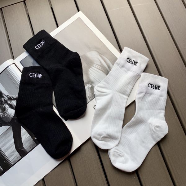 réplica,joyas,joyería,1:1,replica,fake,lujo,barato 6 pares de calcetines de algodón con las nuevas letras bordadas de Celine