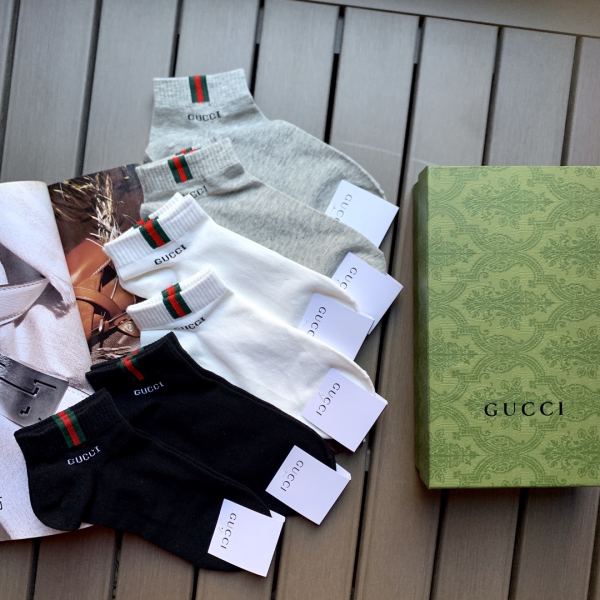 réplica,joyas,joyería,1:1,replica,fake,lujo,barato 6 pares de calcetines de algodón de moda cómodos con logotipo de rayas de color clásico de Gucci