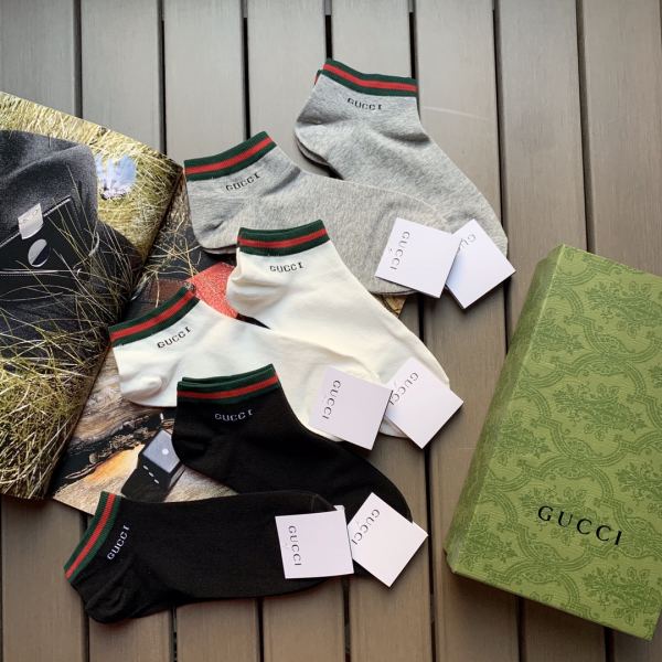 réplica,joyas,joyería,1:1,replica,fake,lujo,barato 5 pares de nuevos calcetines de algodón de alta calidad para mujer de Gucci