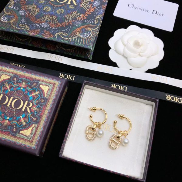 réplica,joyas,joyería,1:1,replica,fake,lujo,barato Pendientes colgantes de espejo redondo con cuentas dobles DIOR