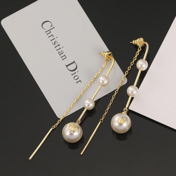 réplica,joyas,joyería,1:1,replica,fake,lujo,barato Pendientes vintage de perlas y estrellas con letras Dior