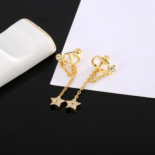 réplica,joyas,joyería,1:1,replica,fake,lujo,barato Pendientes Dior con cadena y estrella