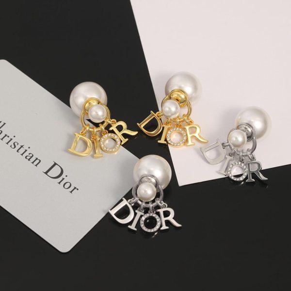 réplica,joyas,joyería,1:1,replica,fake,lujo,barato Pendientes de perlas DIOR con letras