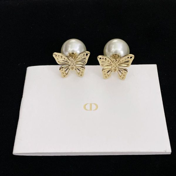 réplica,joyas,joyería,1:1,replica,fake,lujo,barato Pendientes Dior con cuentas y mariposas de diamantes