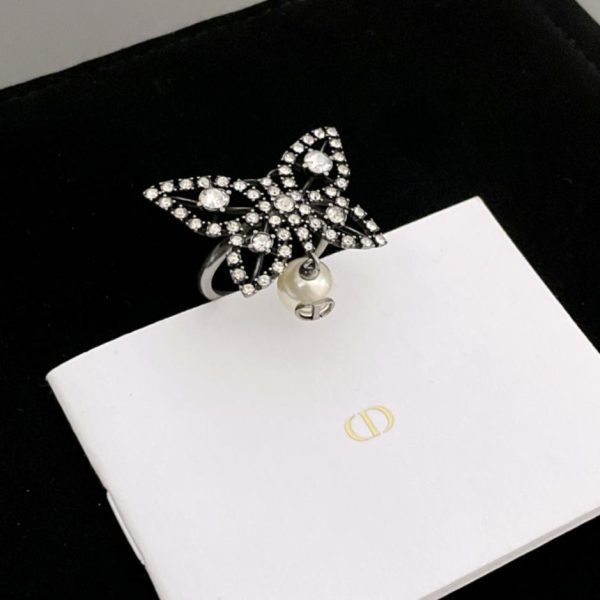 réplica,joyas,joyería,1:1,replica,fake,lujo,barato Anillo Dior con mariposa y diamantes