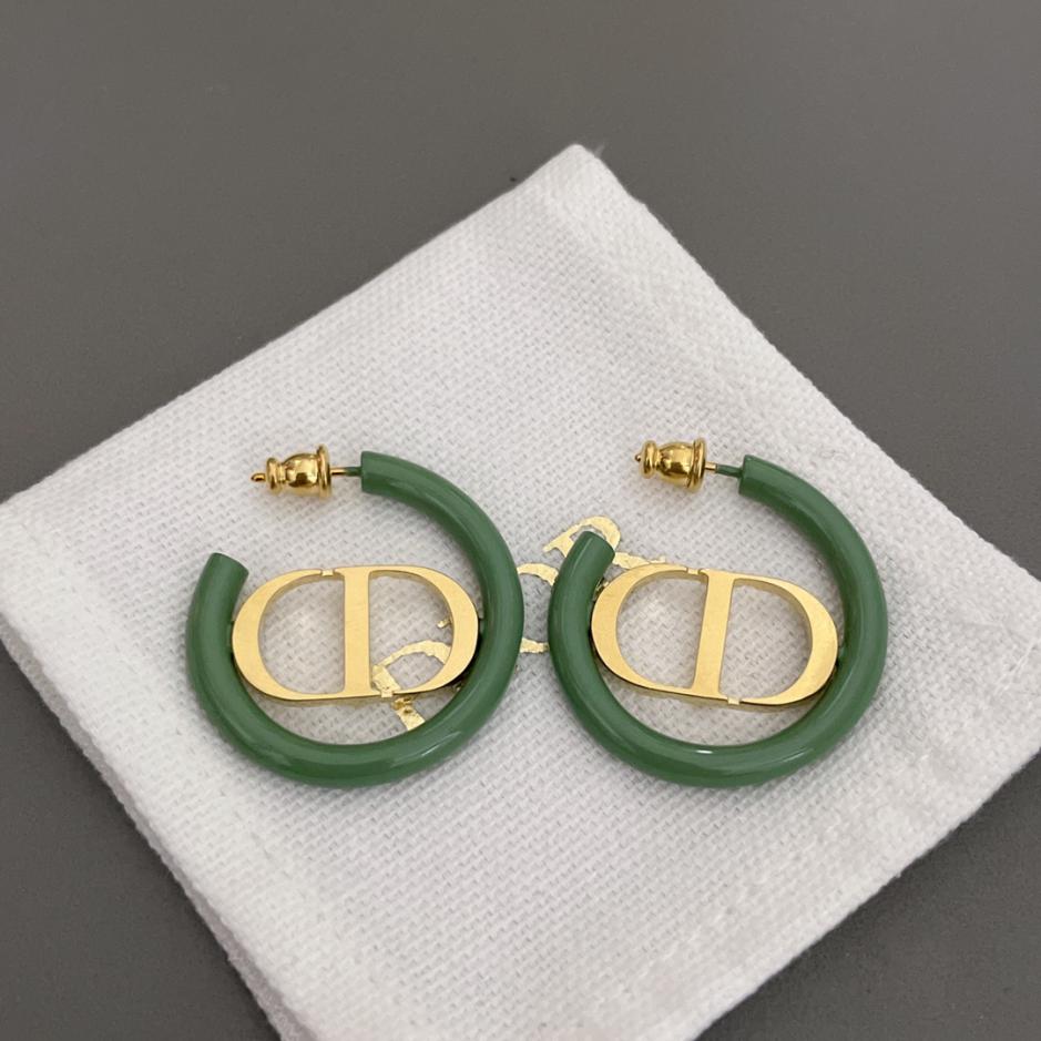 réplica,joyas,joyería,1:1,replica,fake,lujo,barato réplica,joyas,joyería,1:1,replica,fake,lujo,barato Pendientes de aro Dior verdes y blancos