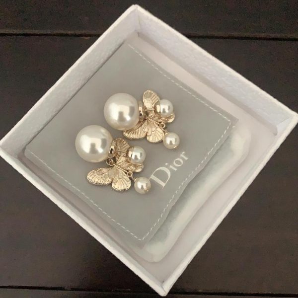réplica,joyas,joyería,1:1,replica,fake,lujo,barato Pendientes Dior con perlas de mariposa huecas