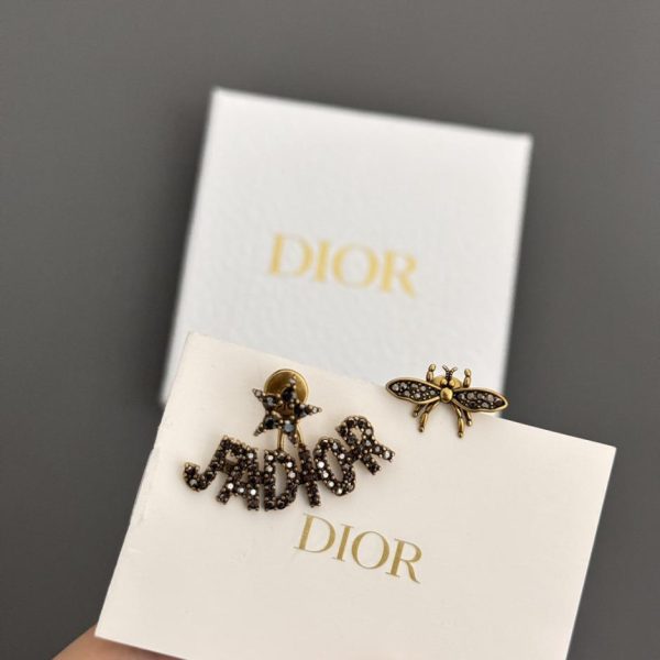 réplica,joyas,joyería,1:1,replica,fake,lujo,barato Pendientes Dior con forma de abeja asimétrica