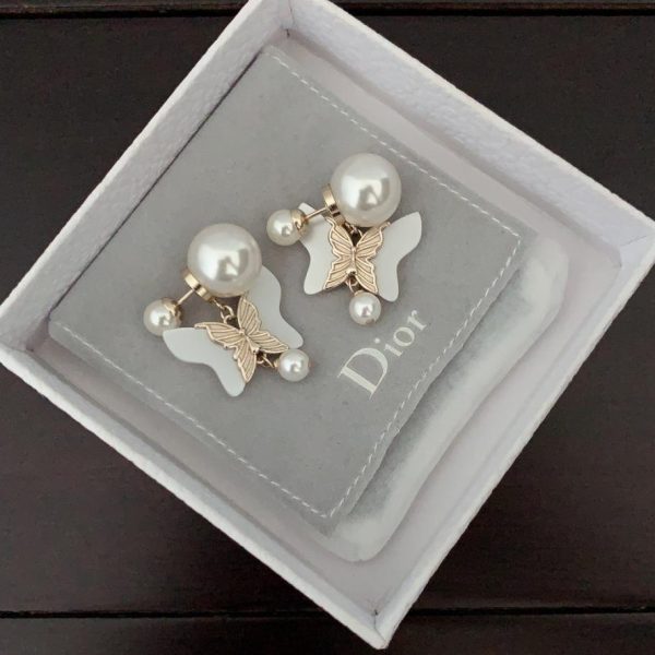 réplica,joyas,joyería,1:1,replica,fake,lujo,barato Pendientes Dior de perlas blancas tamaño mariposa