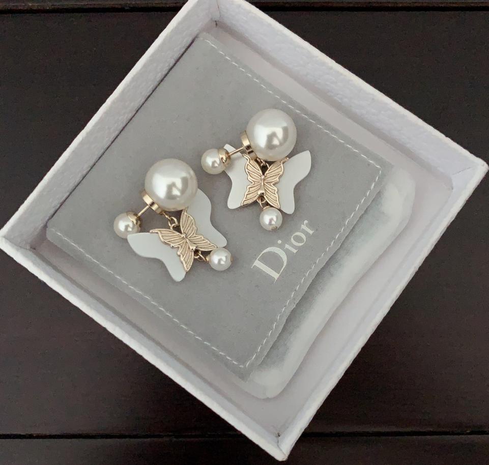 réplica,joyas,joyería,1:1,replica,fake,lujo,barato réplica,joyas,joyería,1:1,replica,fake,lujo,barato Pendientes Dior de perlas blancas tamaño mariposa