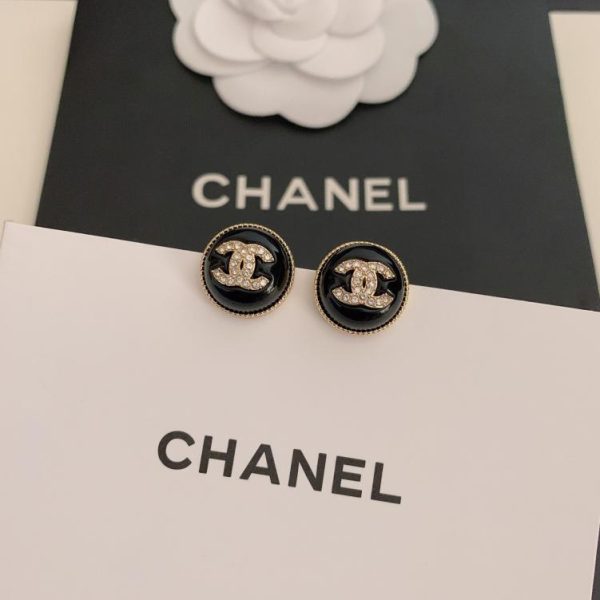 réplica,joyas,joyería,1:1,replica,fake,lujo,barato Pendientes de gorro redondos negros Chanel