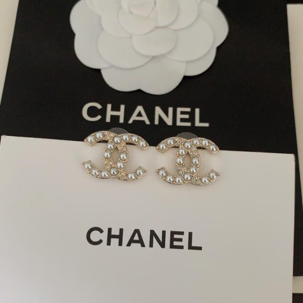 réplica,joyas,joyería,1:1,replica,fake,lujo,barato Pendientes Chanel con perlas cc
