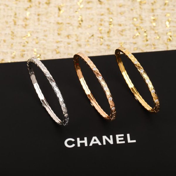 réplica,joyas,joyería,1:1,replica,fake,lujo,barato Pulsera estrecha de diamantes Chanel Coco sin diamantes