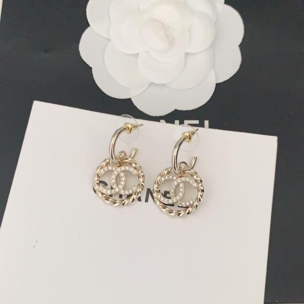 réplica,joyas,joyería,1:1,replica,fake,lujo,barato Ganchos para la oreja cc redondos huecos de Chanel
