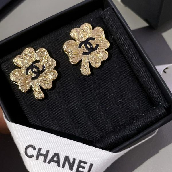 réplica,joyas,joyería,1:1,replica,fake,lujo,barato Pendientes Chanel con trébol de cuatro hojas en oro