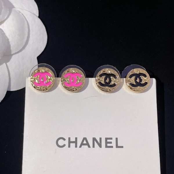 réplica,joyas,joyería,1:1,replica,fake,lujo,barato Pendientes Chanel mini color c pastel dorado
