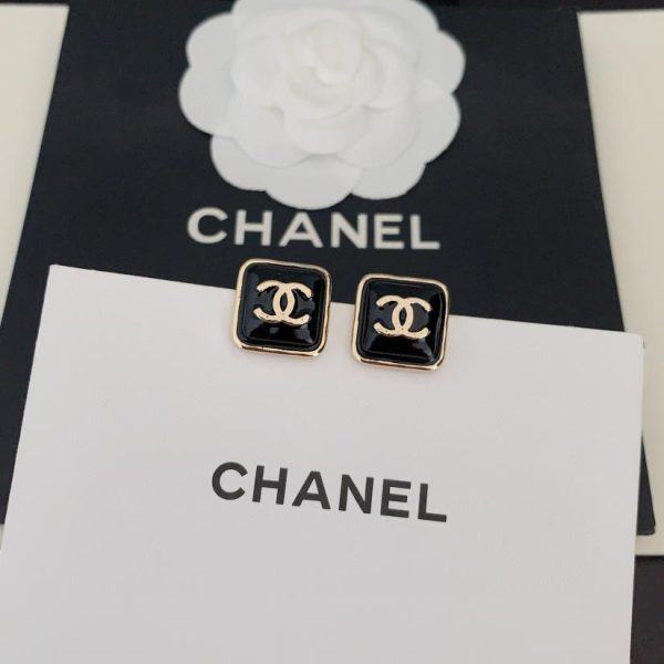 réplica,joyas,joyería,1:1,replica,fake,lujo,barato Pendientes Chanel cuadrados negros cc