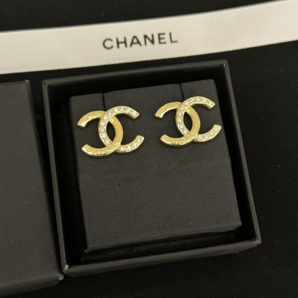 réplica,joyas,joyería,1:1,replica,fake,lujo,barato Pendientes Chanel medio diamante medio cc
