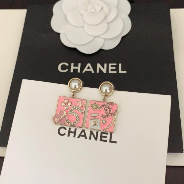 réplica,joyas,joyería,1:1,replica,fake,lujo,barato Pendientes Chanel rosa multielemento