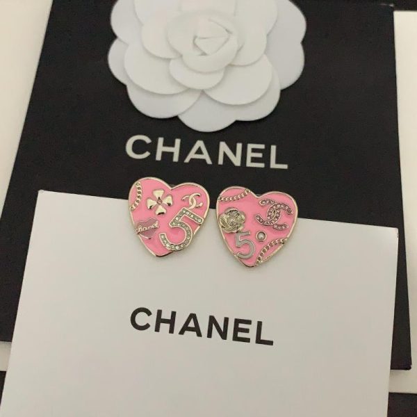 réplica,joyas,joyería,1:1,replica,fake,lujo,barato Pendientes Chanel rosa cc con múltiples elementos