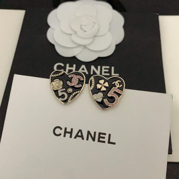 réplica,joyas,joyería,1:1,replica,fake,lujo,barato Pendientes Chanel negros con múltiples elementos cc