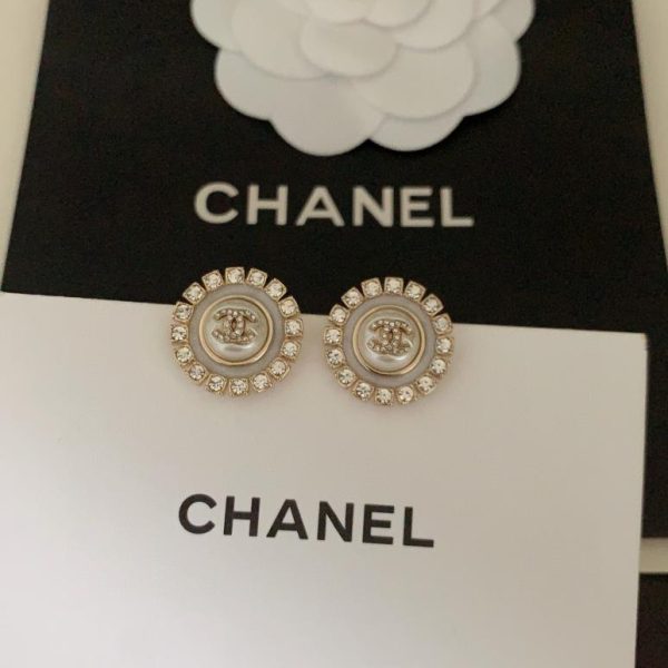 réplica,joyas,joyería,1:1,replica,fake,lujo,barato Pendientes redondos de resina blanca Chanel