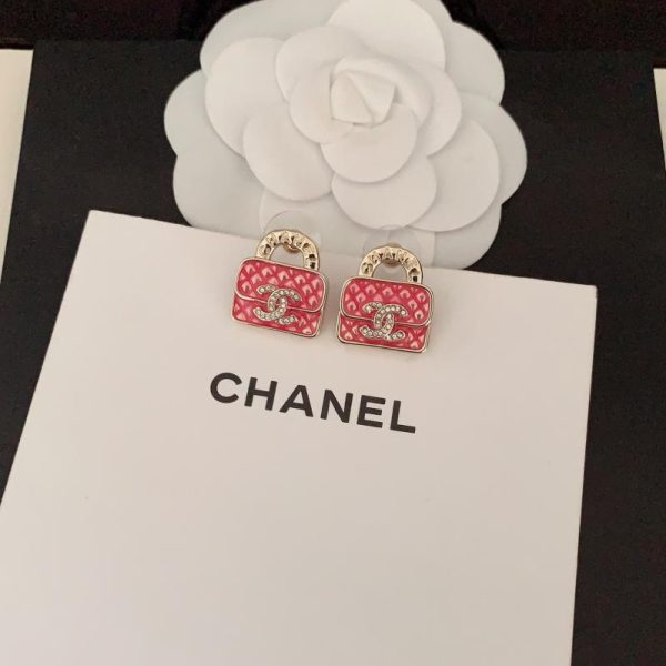 réplica,joyas,joyería,1:1,replica,fake,lujo,barato Pendientes de bolso rosa Chanel