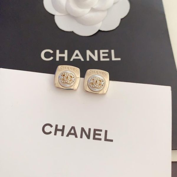réplica,joyas,joyería,1:1,replica,fake,lujo,barato Pendientes de resina con letras cuadradas Chanel