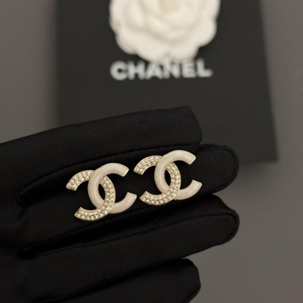 réplica,joyas,joyería,1:1,replica,fake,lujo,barato Pendientes Chanel cc blancos